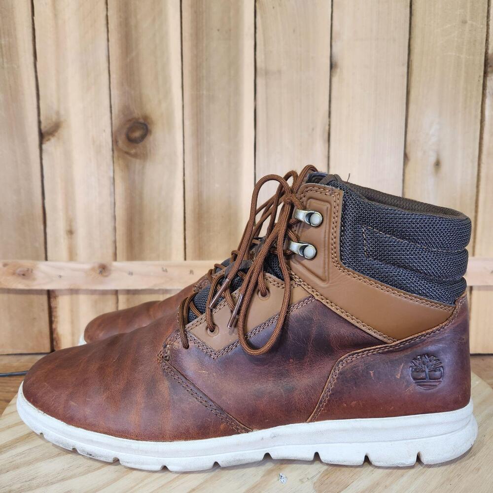 Timberland Graydon Sneaker Boots Mens 10.5 Brown Leather Ankle Casual Comfort